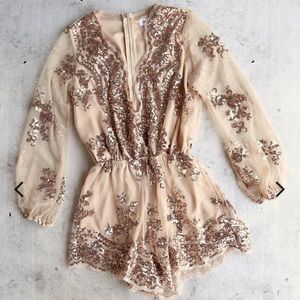 Reverse Pale Pink/ Cream Sparkle Romper